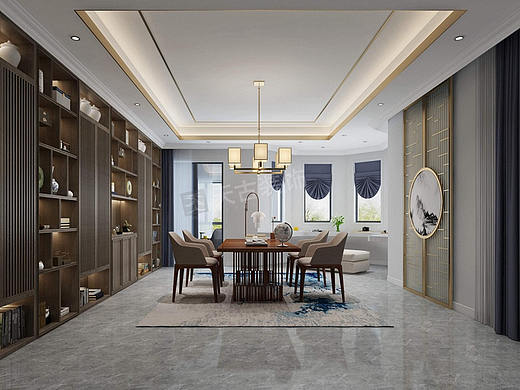 中国铁建山语城装修,联排别墅户型改造方案,混搭风格