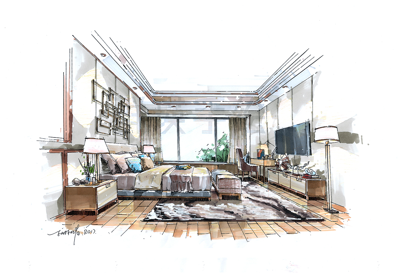 小张：七月份的空间设计手绘表达记录（图ZODc1MzI0MDA=） - 家装设计 - 站酷设计师張曉晴原创素材 - 站酷ZCOOL