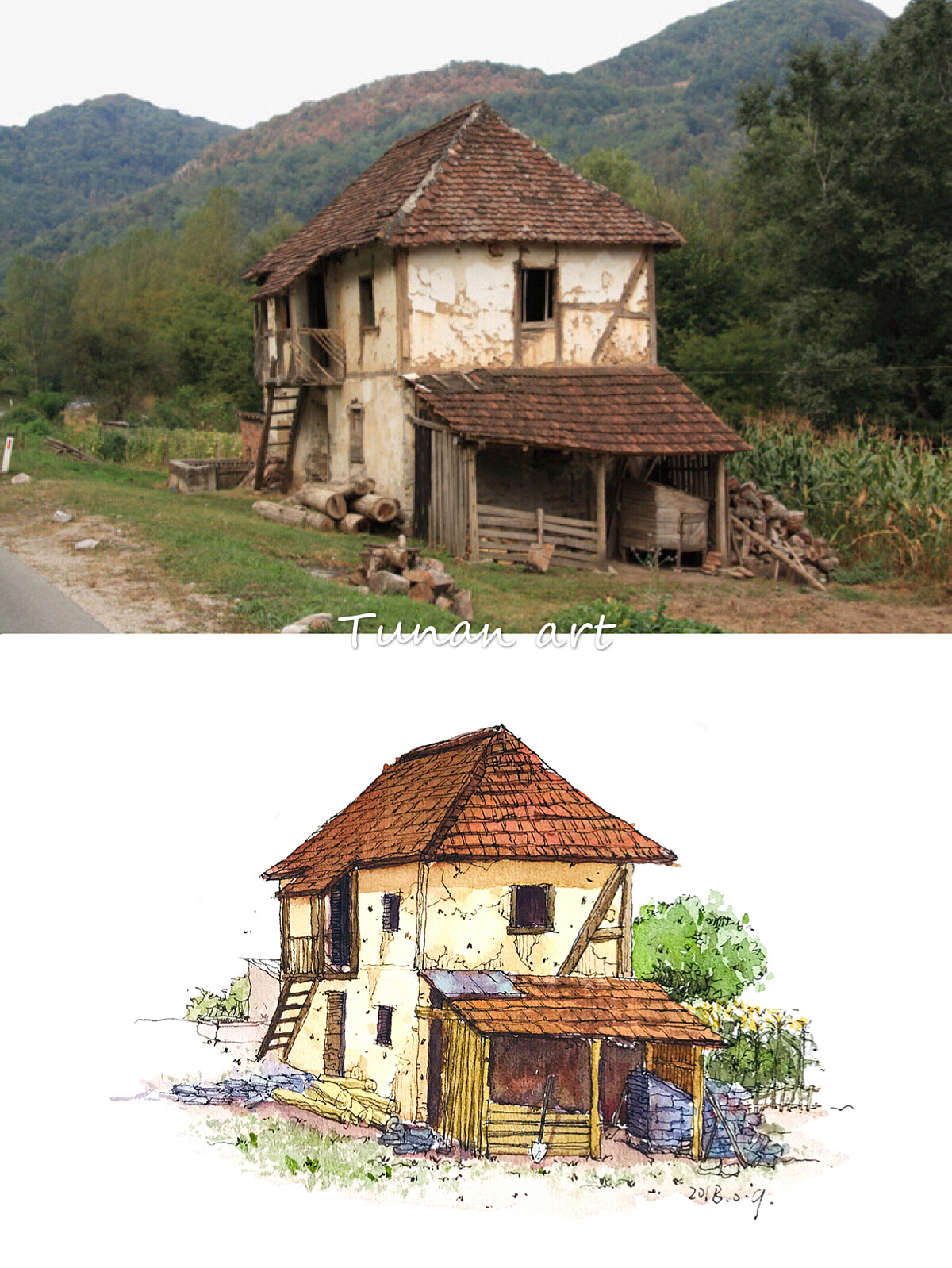 钢笔淡彩写生作品展