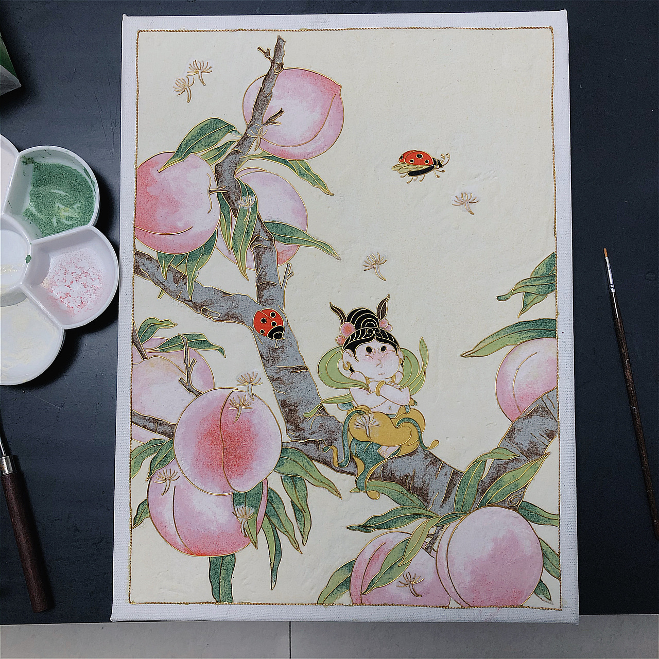 桃桃小飞仙 - 金丝珐琅画（图ZMjQ0NTc3ODIw） - 其他手工艺 - 站酷设计师平凡又普通的小小原创素材 - 站酷ZCOOL