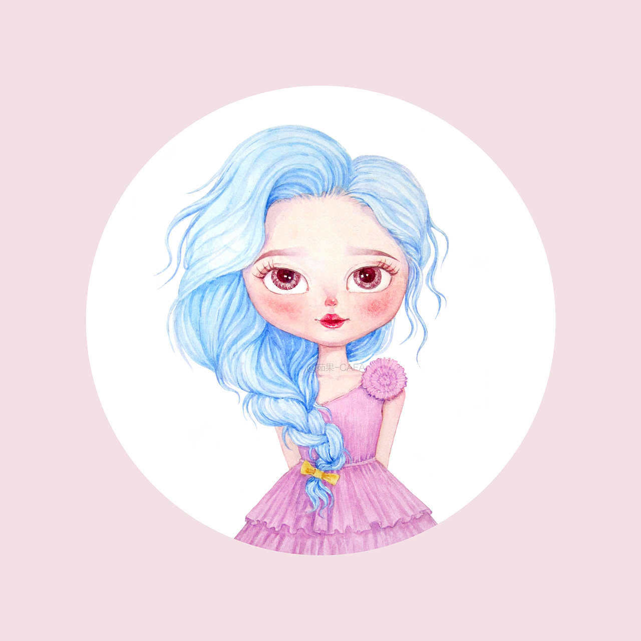 水彩画~大眼睛娃娃（图ZMTI3MjI5NTQ0） - 创作习作 - 站酷设计师茹果RG原创素材 - 站酷ZCOOL