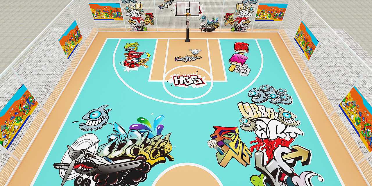 篮球场涂鸦