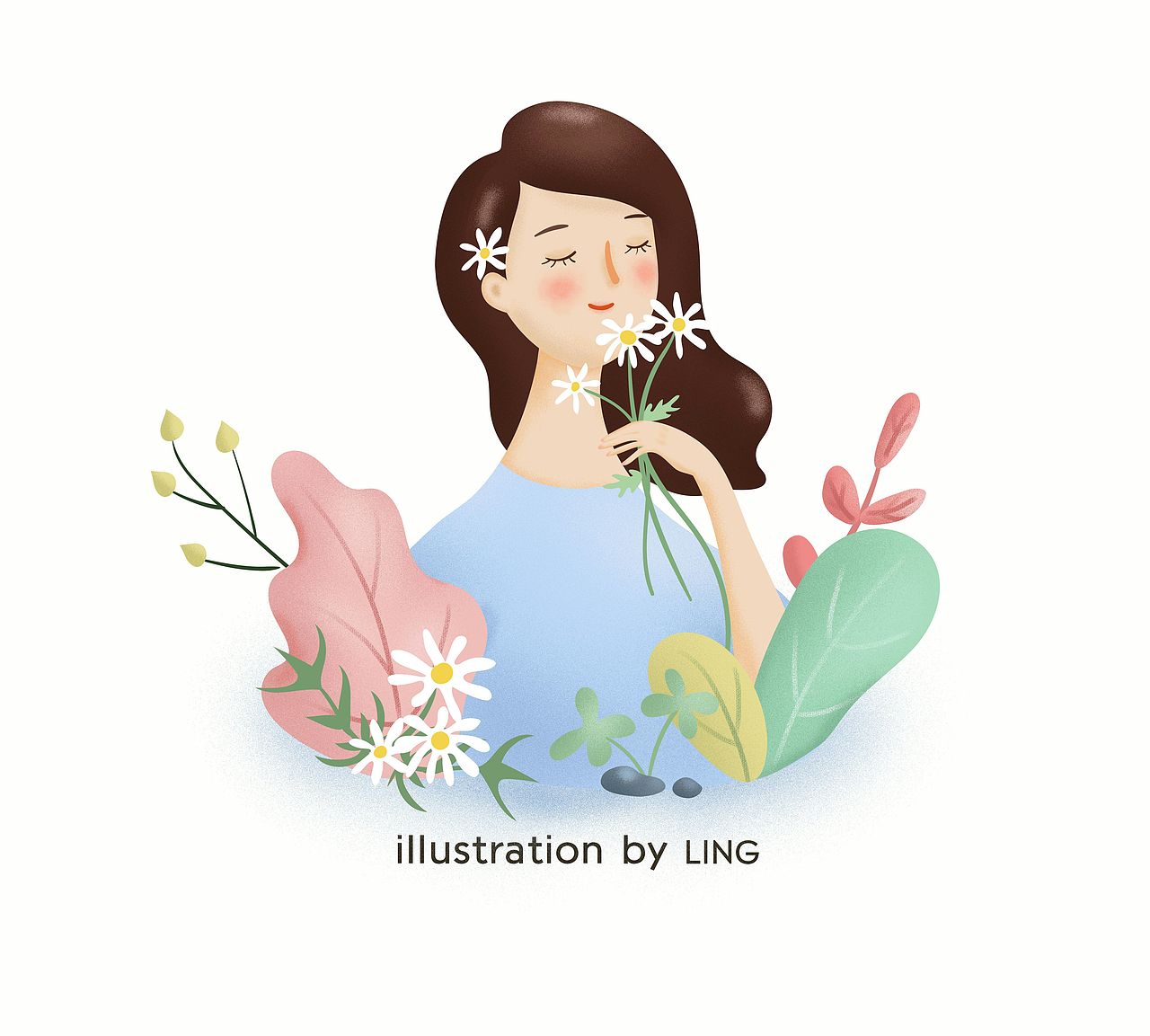 #早安插画#100/29人淡如菊~（图ZMTMyNDY3NDc2） - 创作习作 - 站酷设计师起舞翎Ling原创素材 - 站酷ZCOOL