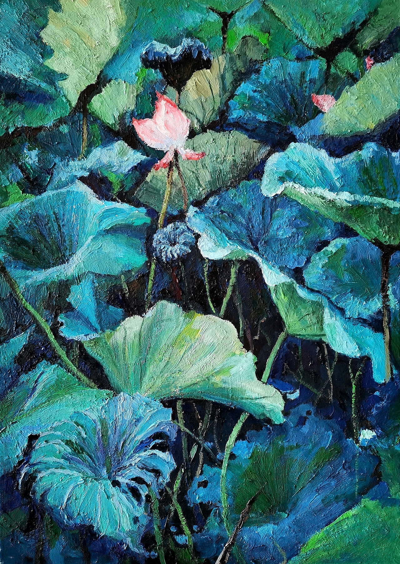 荷塘夏日 50cmx70cm|纯艺术|绘画|微尘先生 - 原创作品 - 站酷 (zcool