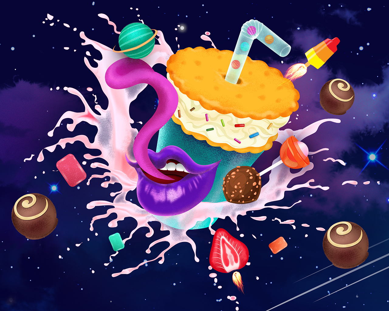 淘宝聚划算99聚星城H5宇宙星球主题插画（图ZNTg0ODM4Njg=） - 商业插画 - 站酷设计师neuneuneu原创素材 - 站酷ZCOOL