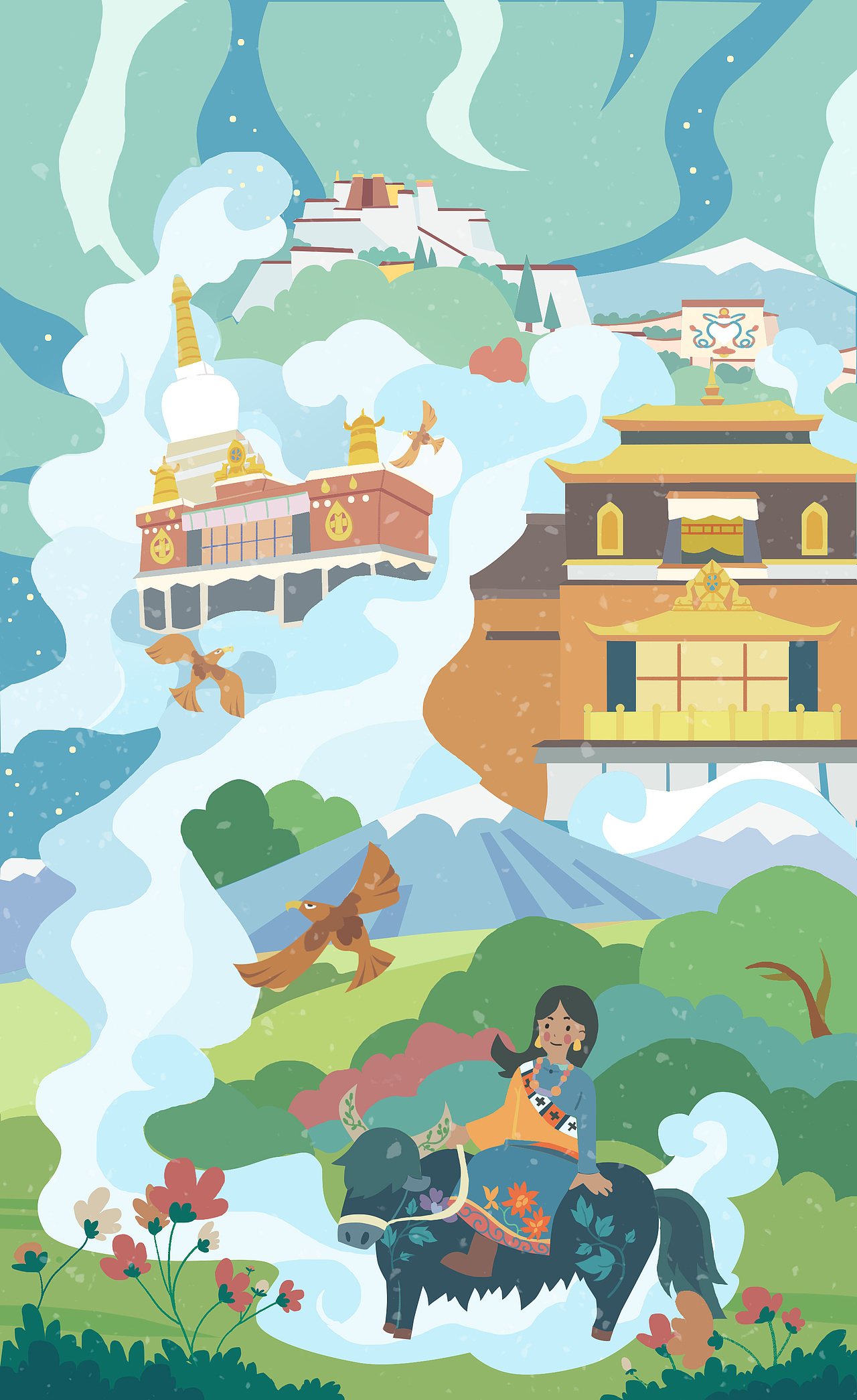 国潮风创作西藏之旅（图ZMjc4NDkwMzg0） - 商业插画 - 站酷设计师郭明达原创素材 - 站酷ZCOOL