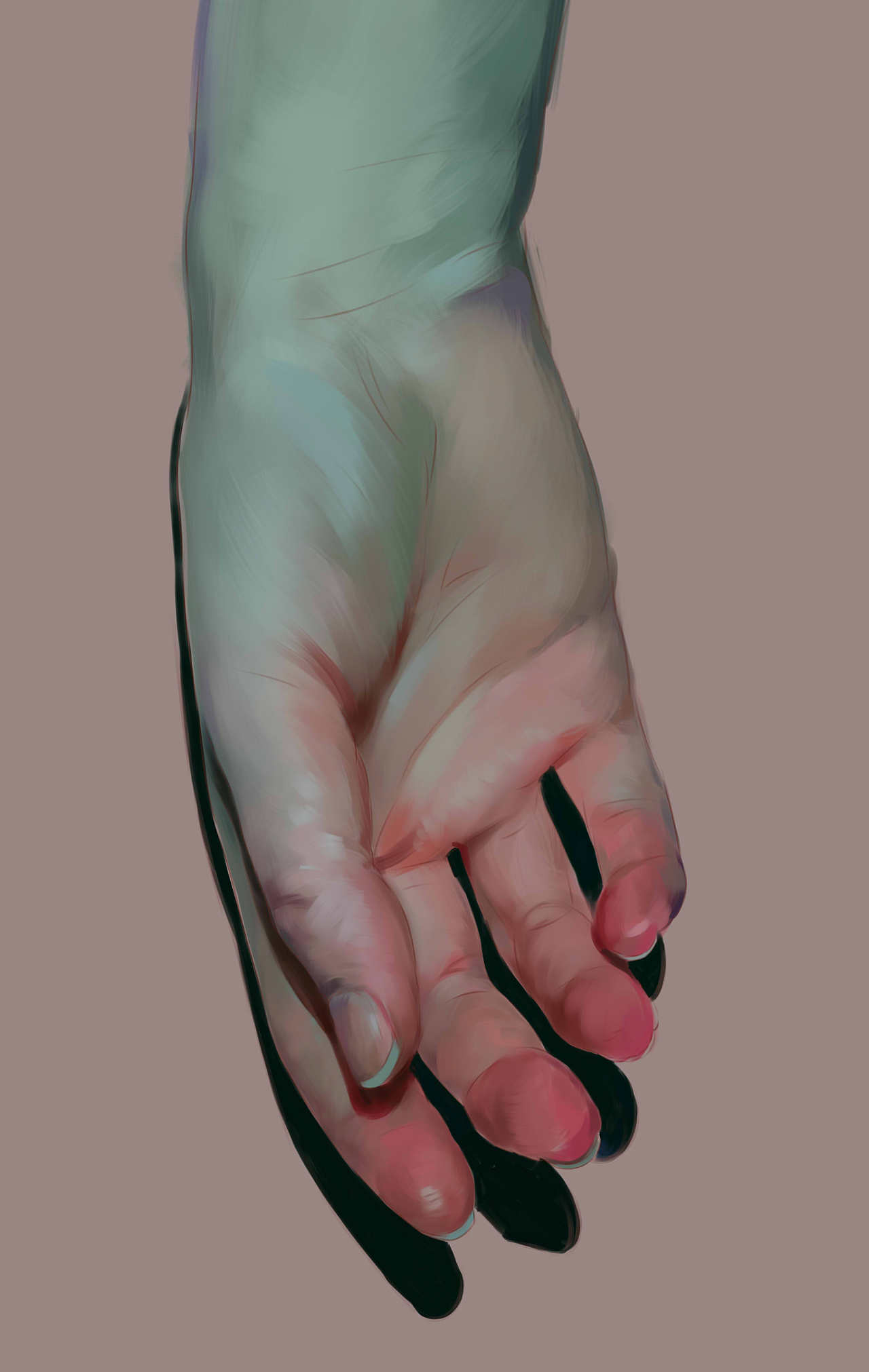 继续画手部厚涂