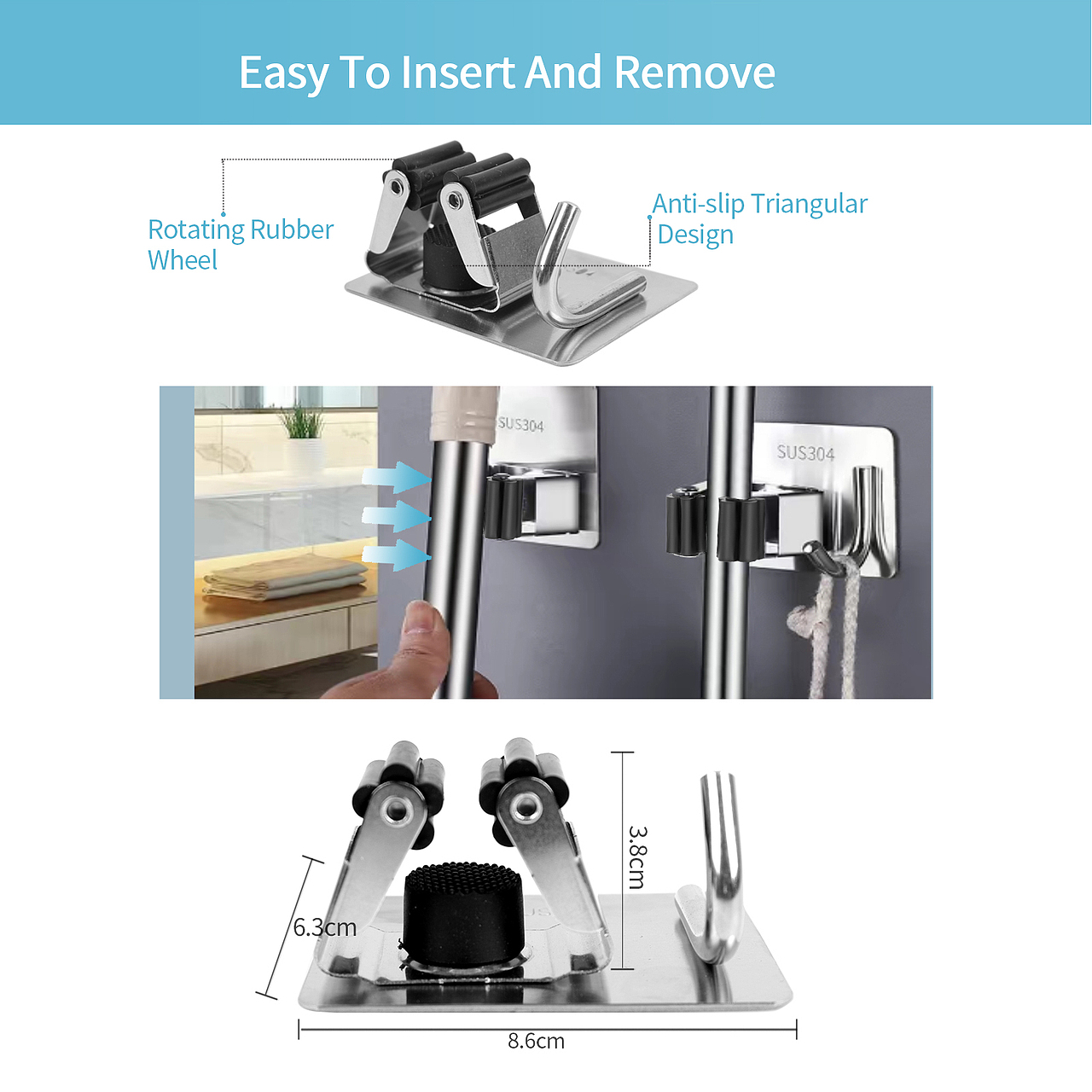 亚马逊自粘扫把夹，雨伞架挂钩主图制作（图ZMjg2NjI2NzQw） - 电商 - 站酷设计师半夏me1214me原创素材 - 站酷ZCOOL