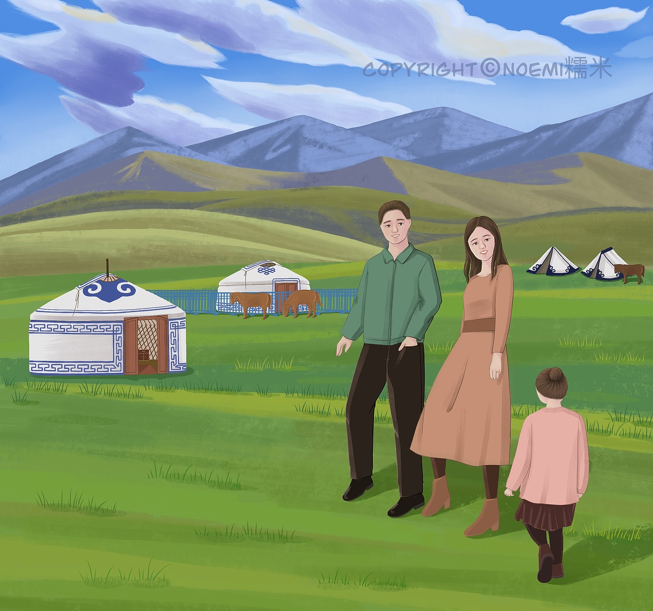 原創(chuàng)插畫(huà)系列 — 我與父親母親（圖ZMjE1OTY3NDky） - 創(chuàng)作習(xí)作 - 站酷設(shè)計(jì)師Ellaliu25原創(chuàng)素材 - 站酷ZCOOL