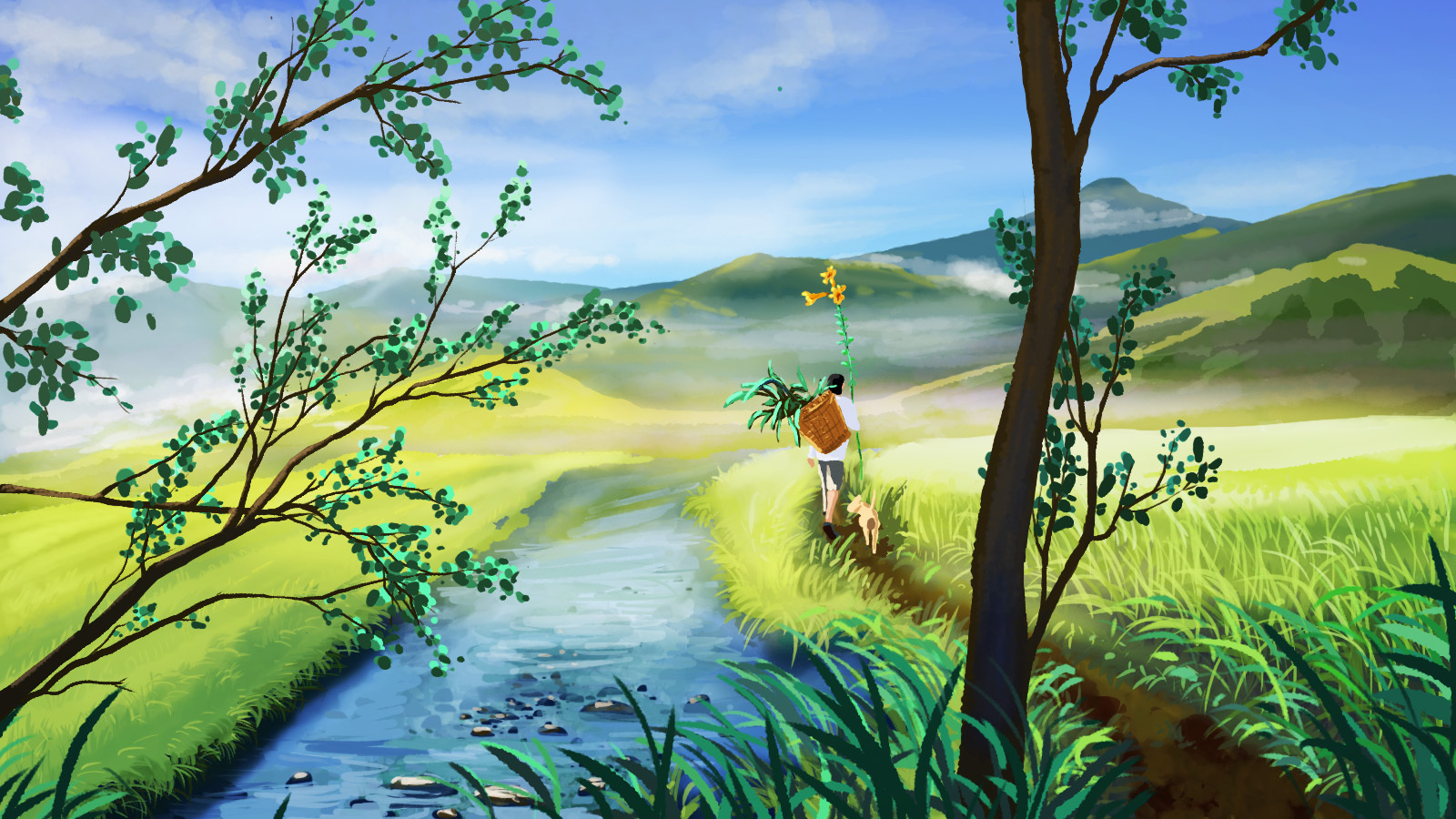 乡下生活场景插画