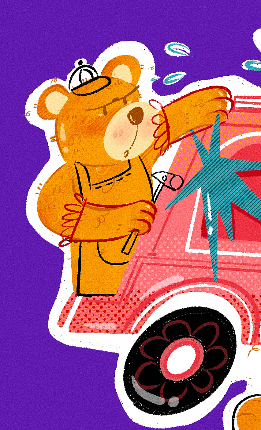 修车熊（图ZMzcwMzEwMzAw） - 儿童插画 - 站酷设计师肉肥肥原创素材 - 站酷ZCOOL