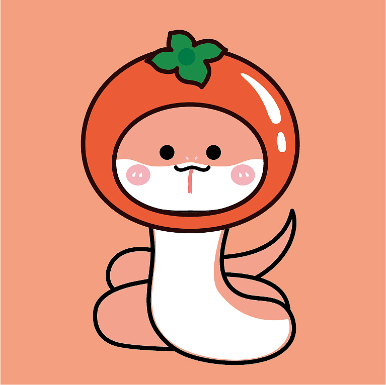 事事如意蛇卡通可爱插画手绘图片素材