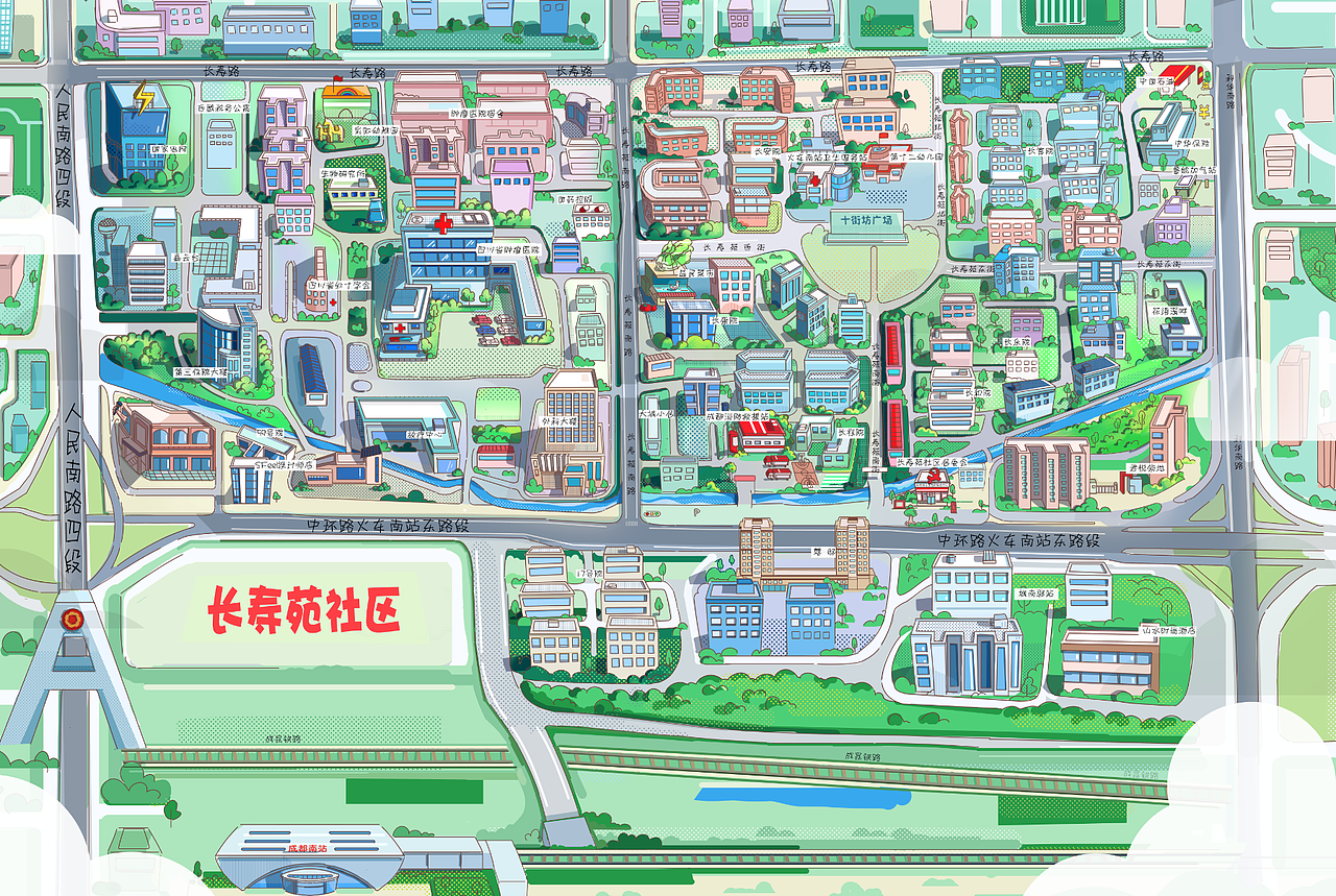 手绘地图导览街道手绘地图社区导览建川博物馆