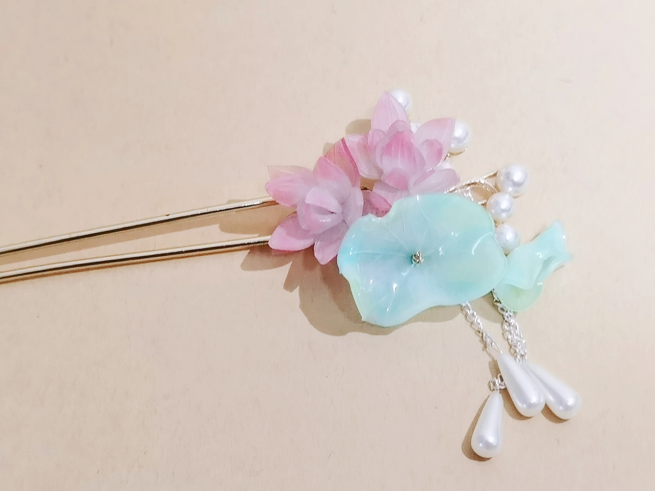 夏日清新荷花发簪（图ZMzA2NzAwMzg4） - 首饰设计 - 站酷设计师子XI原创素材 - 站酷ZCOOL