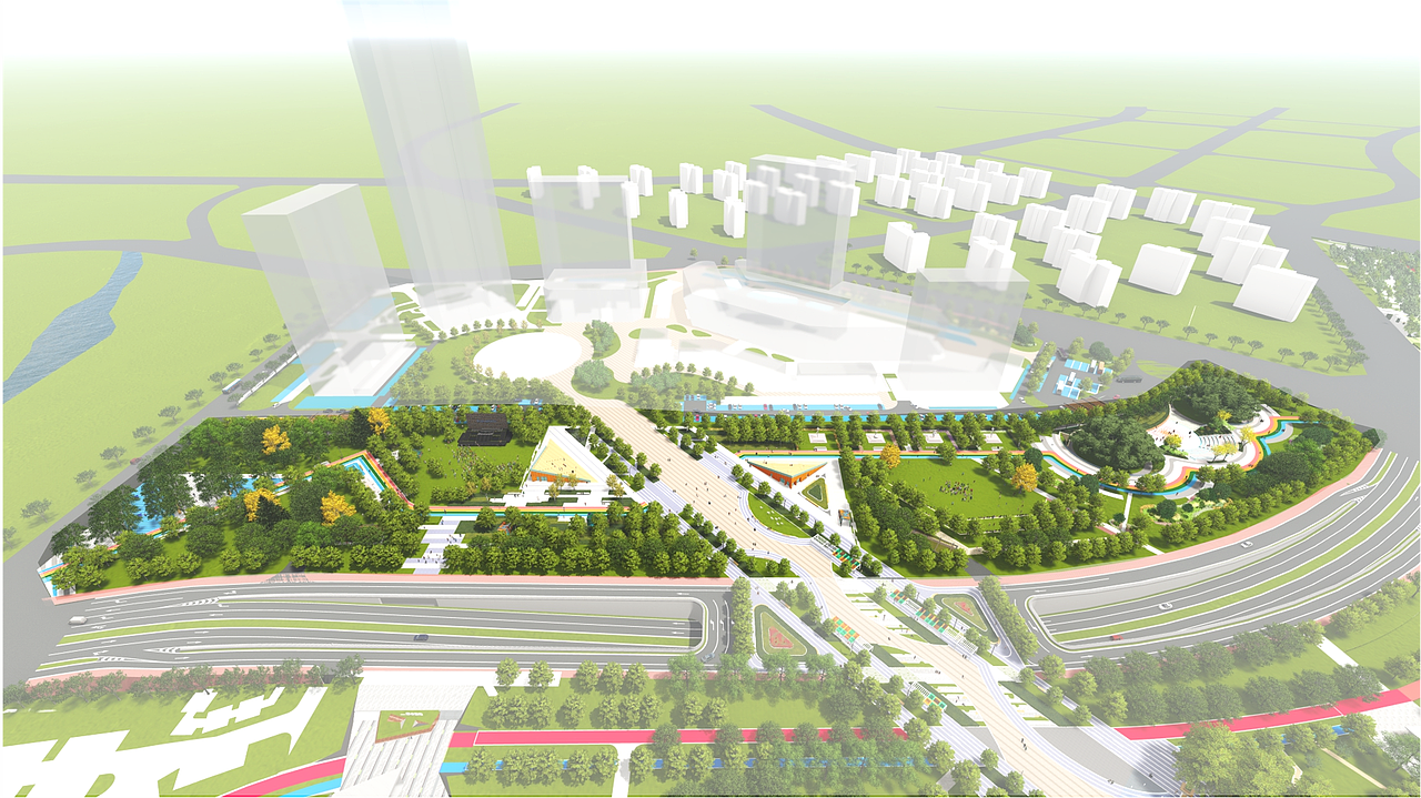 赣州蓉江新区滨江路隧道西侧绿地景观方案设计