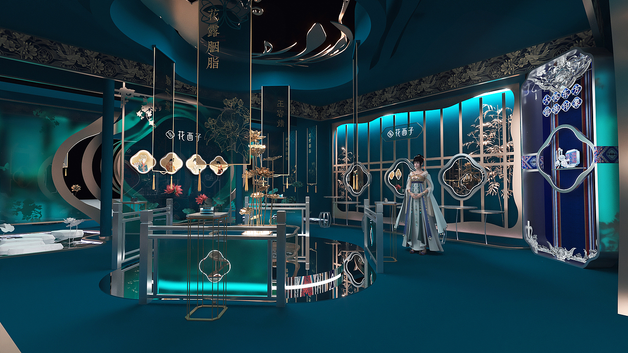 2021西塘汉服文化节花西子展位 古镇氛围布置