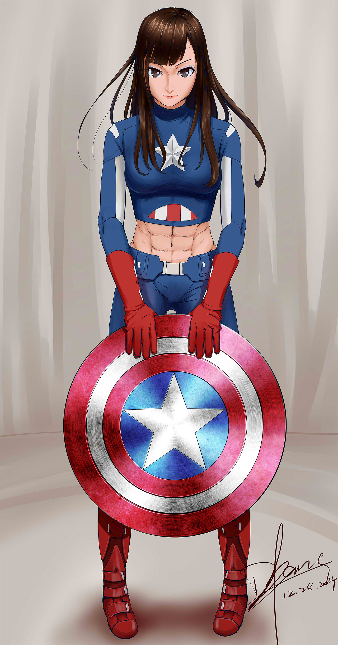 【女版】美国队长！满满的都是腹肌（图ZMjMyMDQ4MjQ=） - 创作习作 - 站酷设计师D_pang原创素材 - 站酷ZCOOL