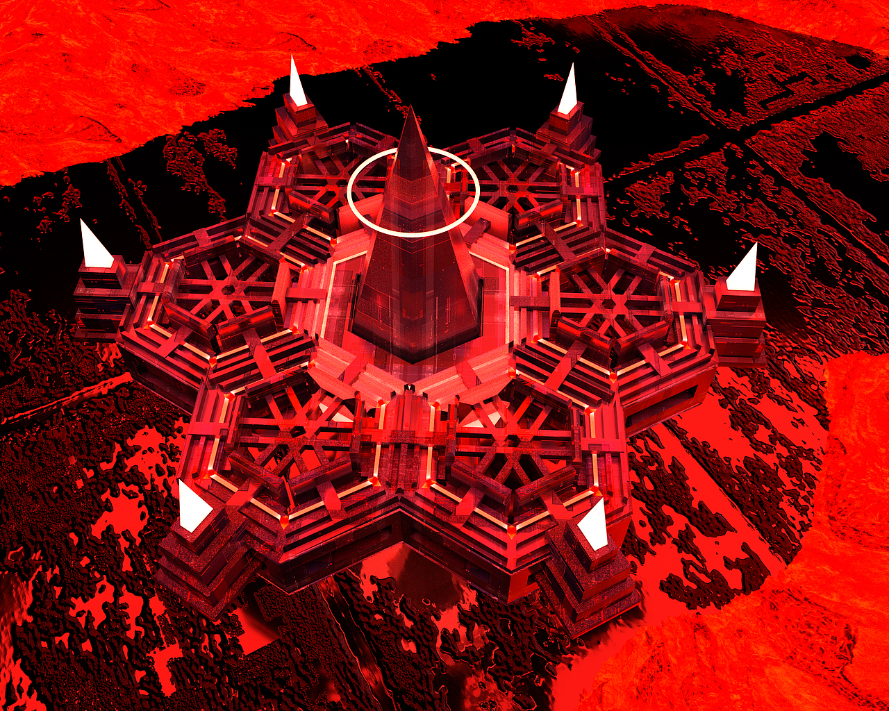 科幻城堡 oc渲染 c4d建模