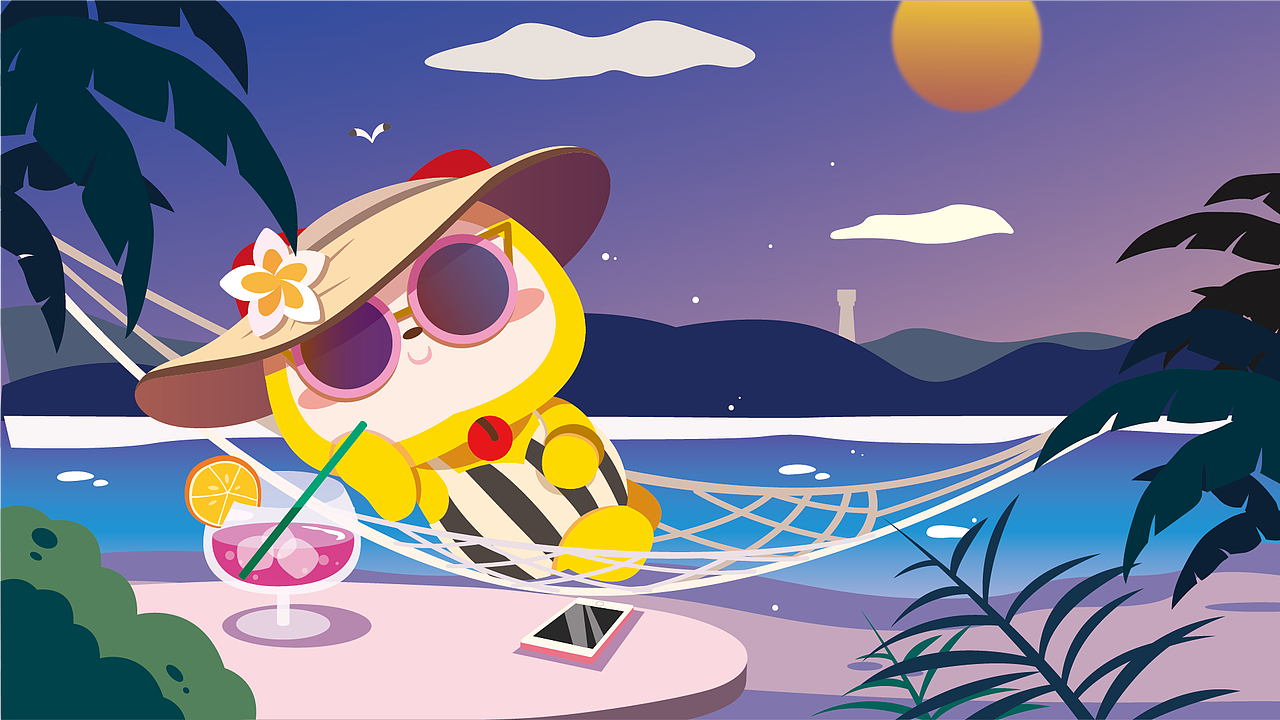 清爽夏日手绘电脑壁纸