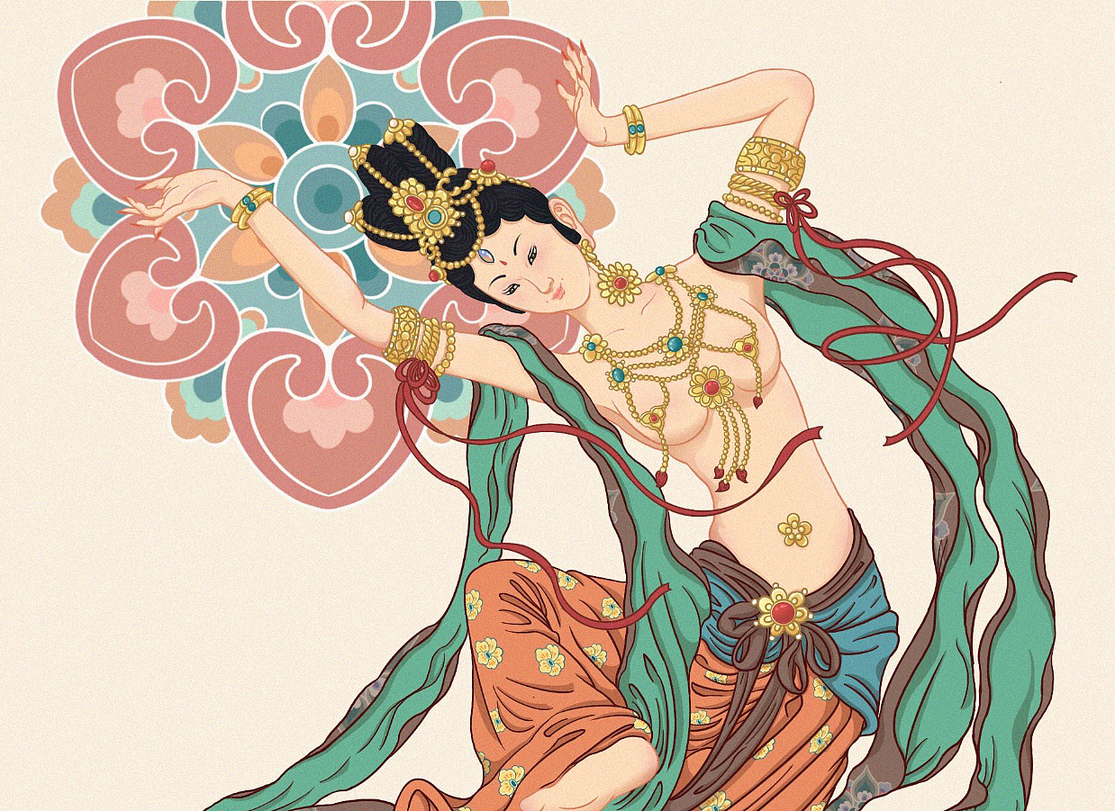 敦煌飞天（图ZMjM5NTk3MjQw） - 创作习作 - 站酷设计师鹿燃原创素材 - 站酷ZCOOL