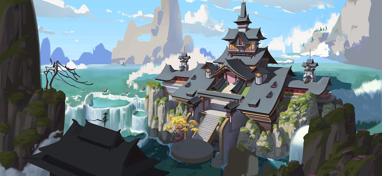 仙侠风场景氛围|插画|游戏原画|冬阳w - 原创作品 - 站酷 (zcool)