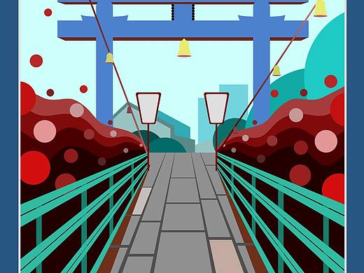 矢量插畫原創(chuàng)神社大門（個人主頁-ZNDQ5MjQ4ODg=） - 商業(yè)插畫 - 站酷設計師畫畫得四章六節(jié)原創(chuàng)素材 - 站酷ZCOOL