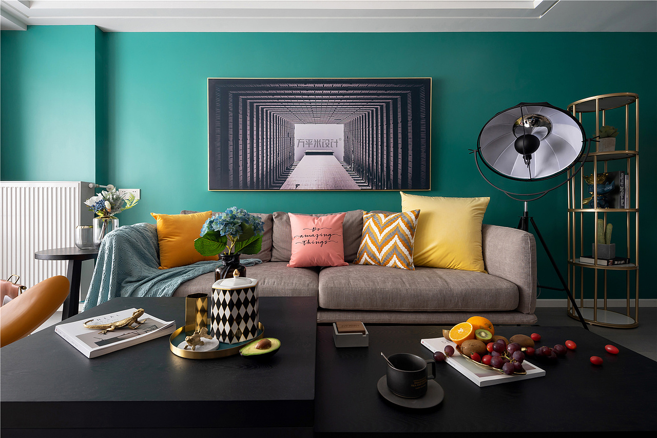 雪松与甜橙 - 现代北欧公寓实景-97平2居（图ZMTM4OTUwMDU2） - 家装设计 - 站酷设计师方平米设计原创素材 - 站酷ZCOOL