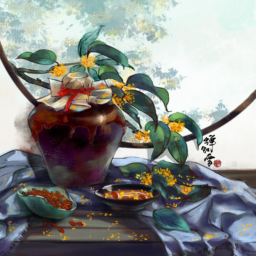桂花酒|插画|创作习作|蝉知雪_原创作品-站酷zcool