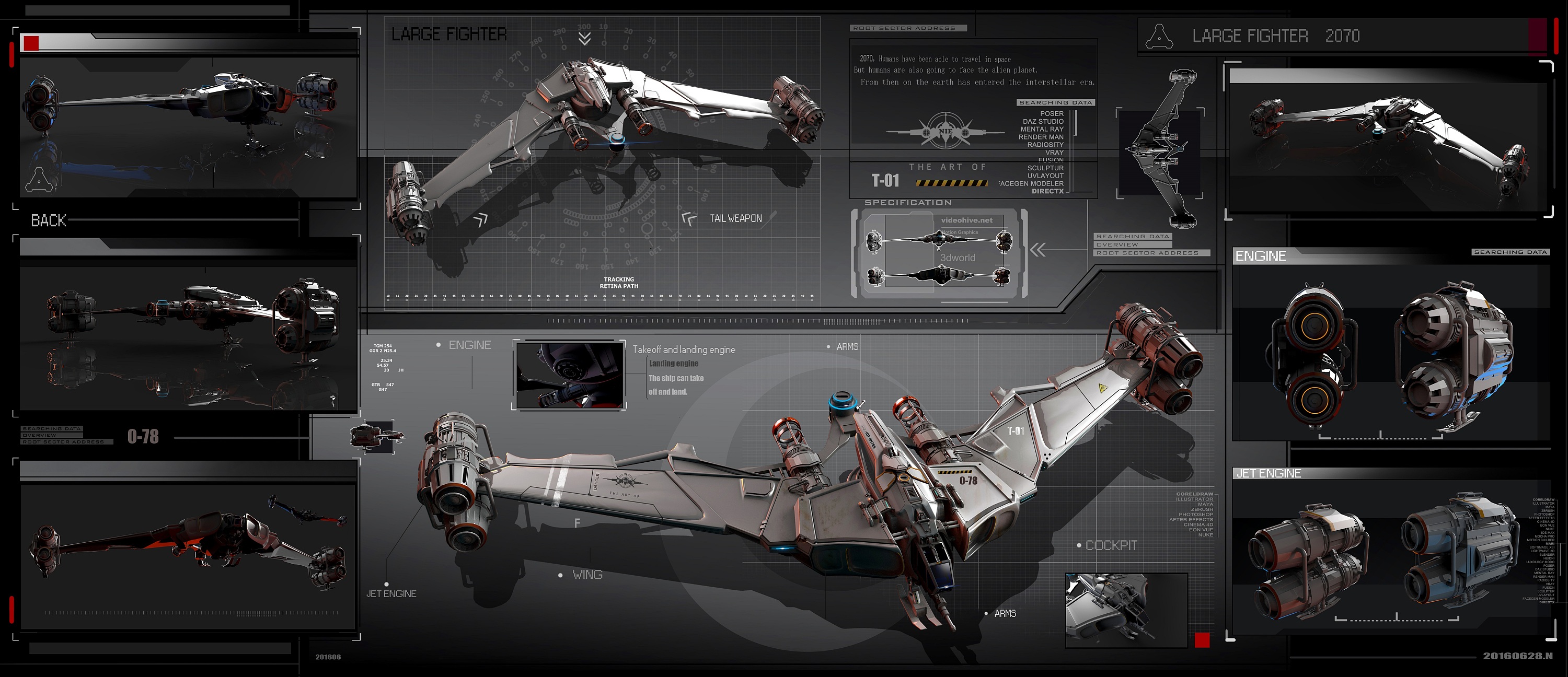 未来科幻飞船 三视图图片