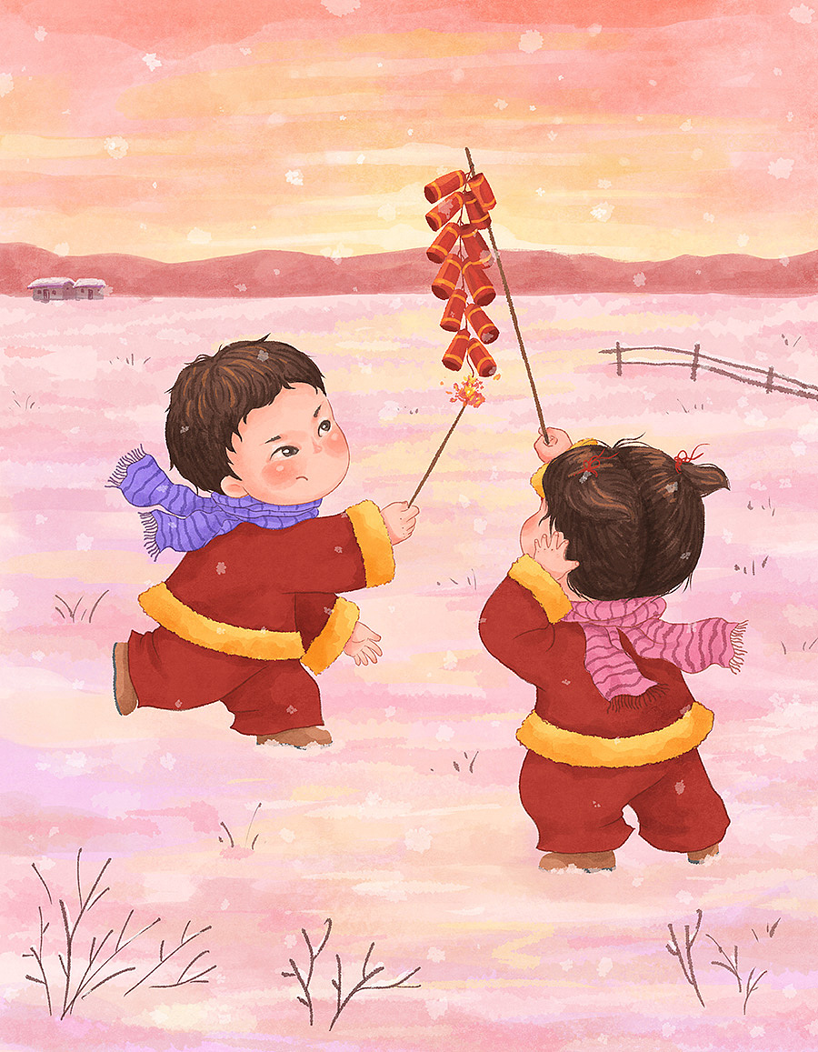 十二月新年插画（图ZMjgxMzc5MDE2） - 创作习作 - 站酷设计师李那那原创素材 - 站酷ZCOOL