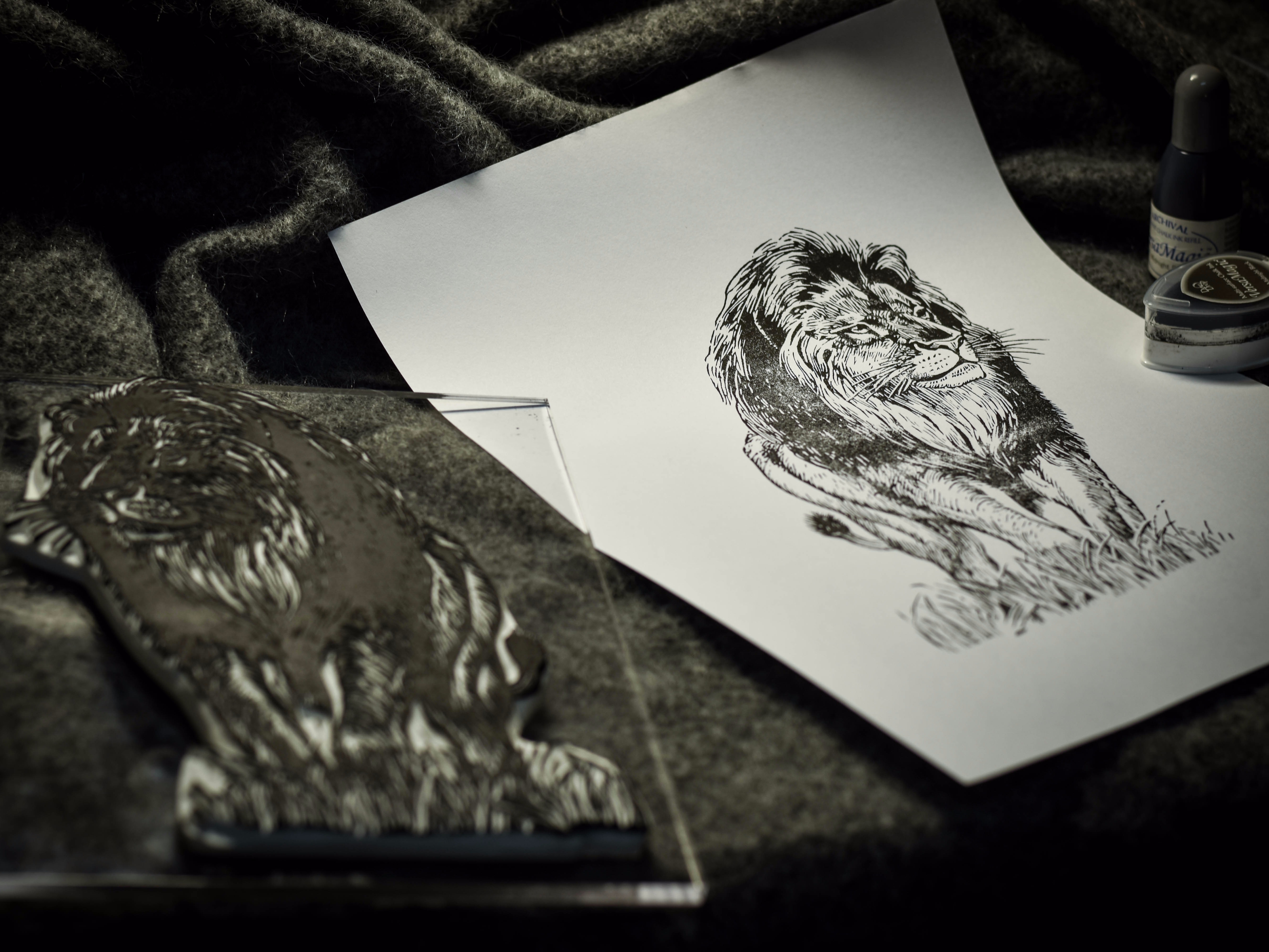 手工橡皮章——狮子