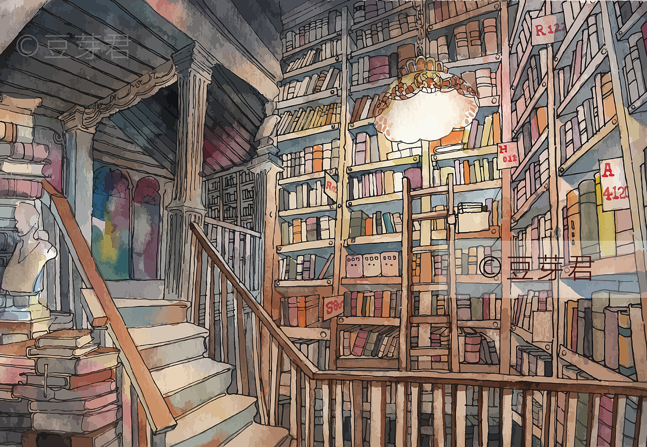 和图书馆的约会|插画|商业插画|豆芽爱大风 - 原创作品 - 站酷 (zcool