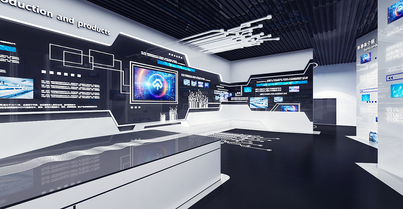 现代科技公司企业展厅半导体展厅3d效果图设计制作（图ZMTgxMDMyOTI4） - 其他三维 - 站酷设计师SHEJILION原创素材 - 站酷ZCOOL