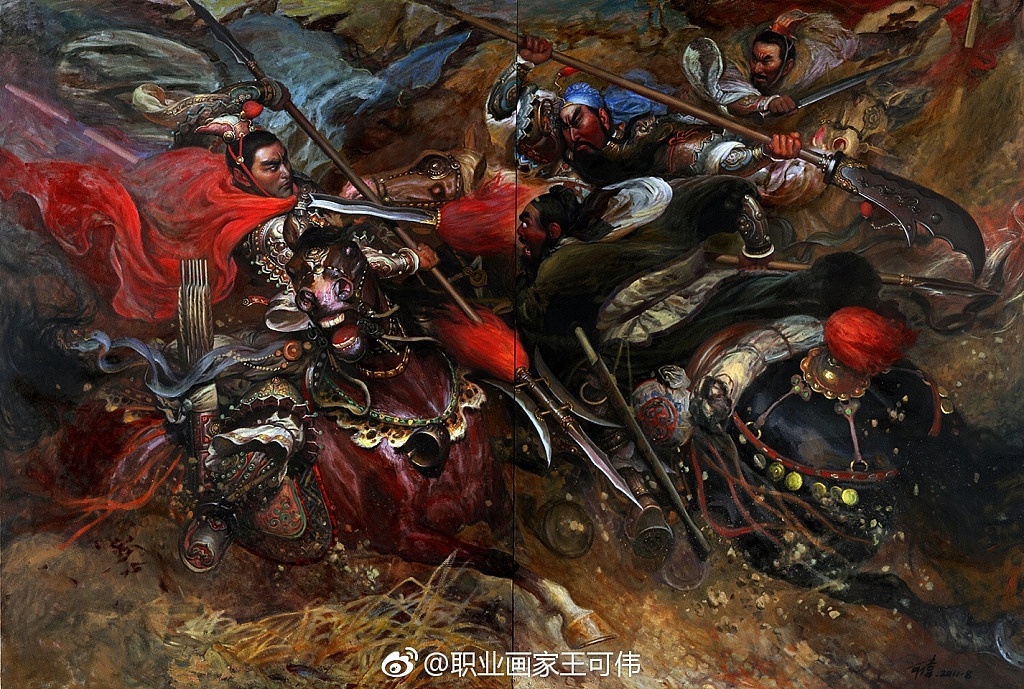 《三英战吕布》（图ZOTY2NTUyODA=） - 绘画 - 站酷设计师王可伟原创素材 - 站酷ZCOOL