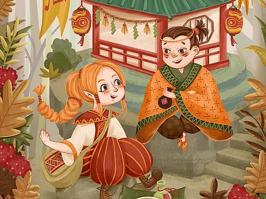 原创中式的插画场景（个人主页-ZNDQ3MDM2NjA=） - 创作习作 - 站酷设计师KK棋棋原创素材 - 站酷ZCOOL