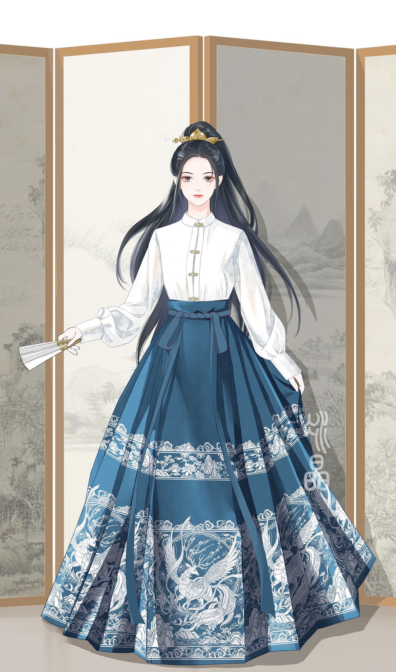 汉服设计*螺钿马面裙*山海经白泽