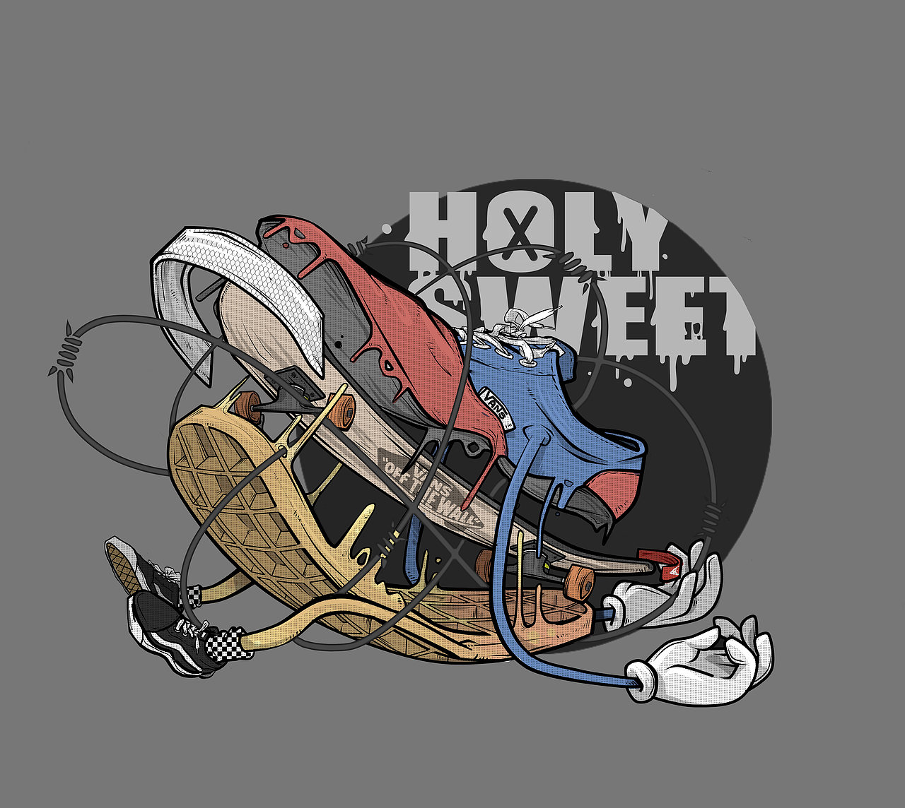 #VANS艺术家#拆分图（图ZNDc3ODg3NTY=） - 新锐潮流插画 - 站酷设计师黑狗点原创素材 - 站酷ZCOOL