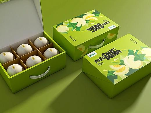 箱盒汇 | ：6个装阎良甜瓜精装礼盒包装设计