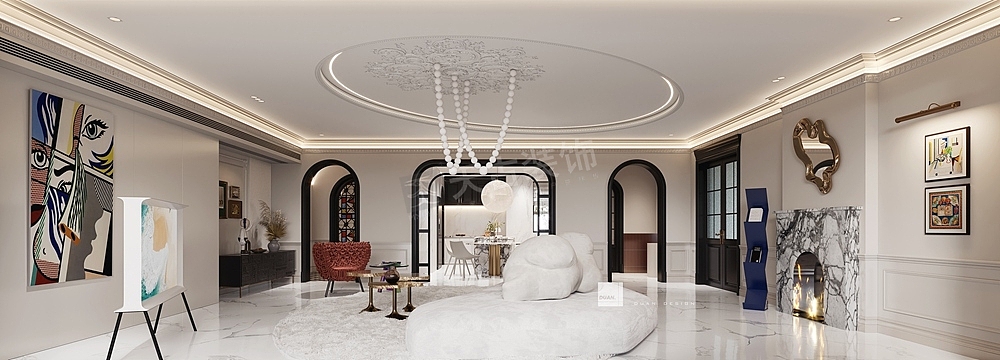 渝北中央公园公园大道上宸装修,法式极简风格设计效果