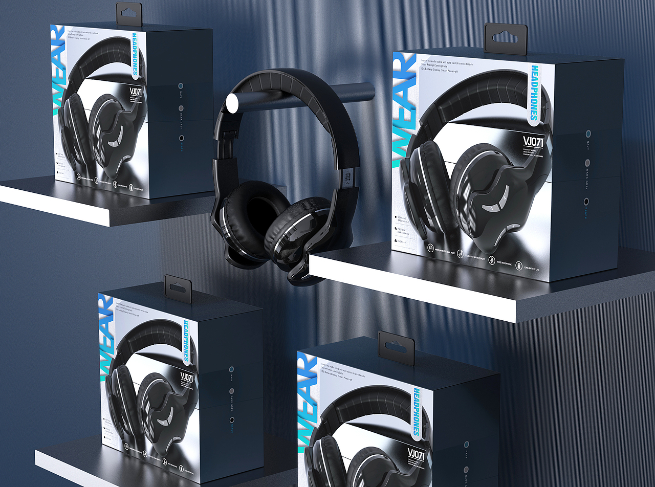 信拓-3C数码品类高端黑色系列头戴耳机包装（图ZMjA1OTI4MTA0） - 包装 - 站酷设计师信拓设计原创素材 - 站酷ZCOOL