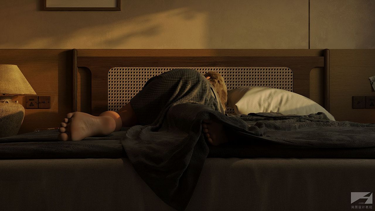 黄昏卧室效果图表现