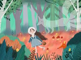 女孩和狼 彩繪臨摹