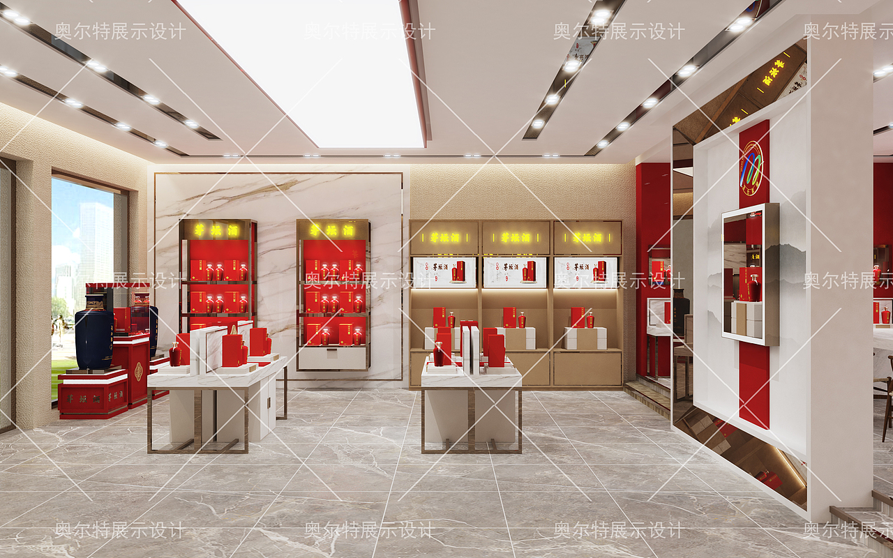 茅台连锁店设计白酒专卖店设计名酒专卖五粮液专柜展柜（图ZMjYxMzkxODMy） - 建筑/空间 - 站酷设计师深白浅黑design原创素材 - 站酷ZCOOL