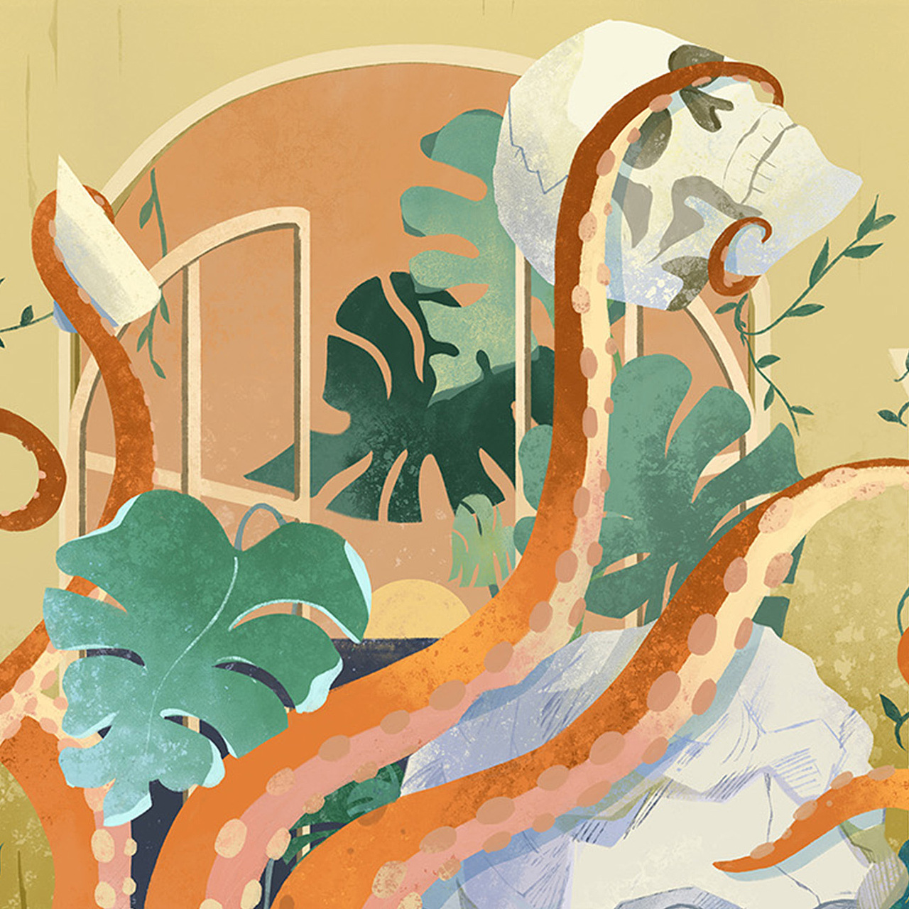个人作品-花园中的章鱼（图ZMjU3NDkyNjAw） - 商业插画 - 站酷设计师JiananPro原创素材 - 站酷ZCOOL