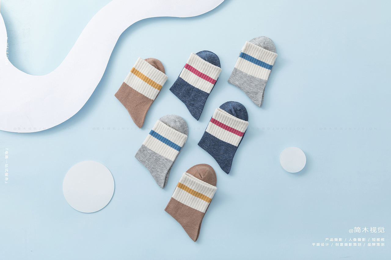 男童袜子拍摄 儿童袜子静物平铺创意 电商产品摄影