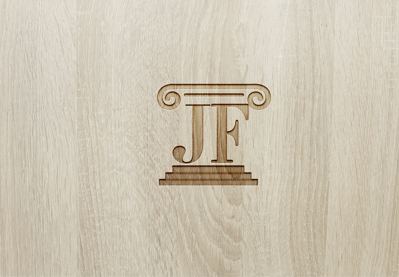 的logo,用典型不过的罗马柱来展现欧式风格,另外就是"jf"两个英文字