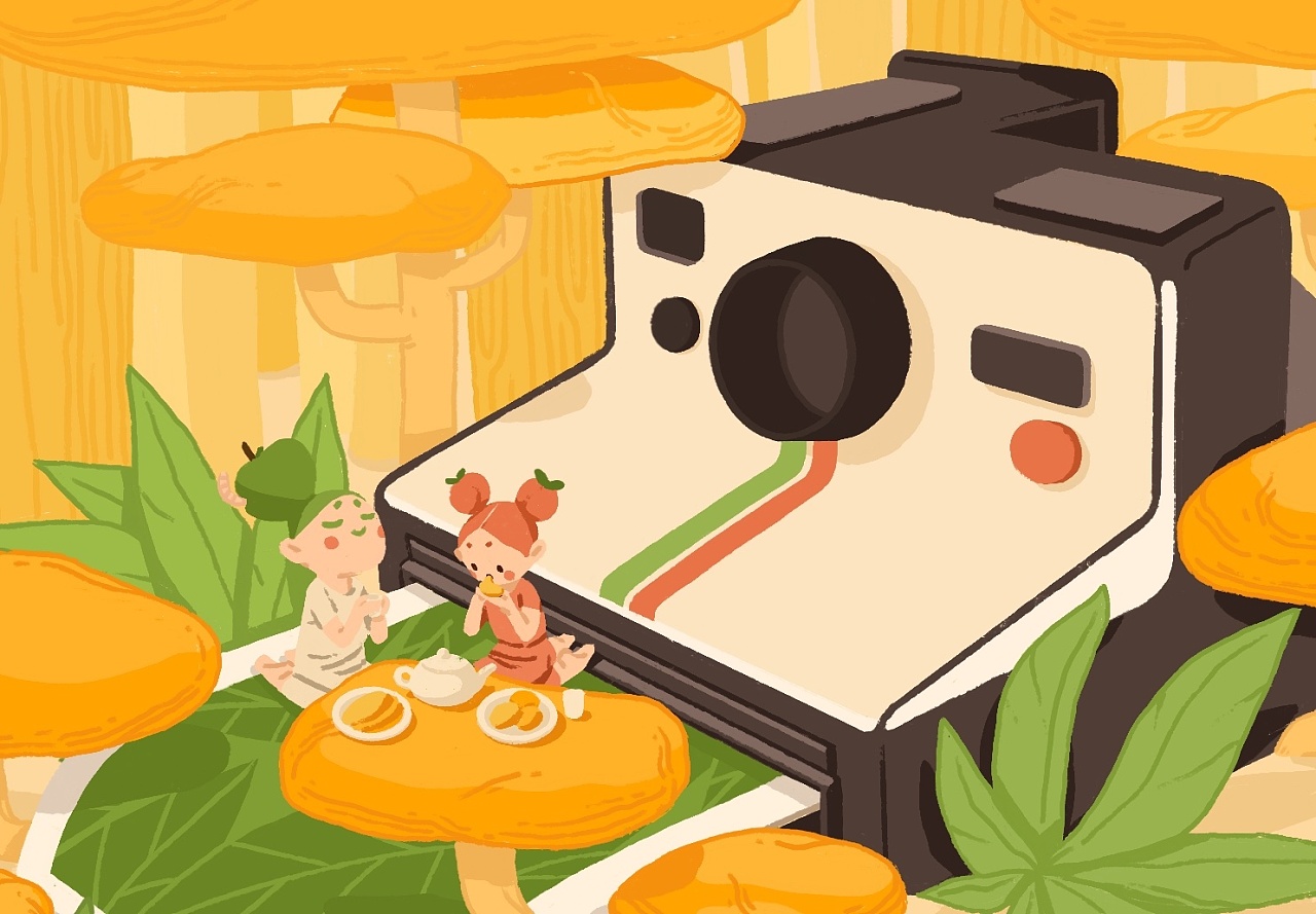 拍立得茶话会|插画|商业插画|cici猫四月 - 原创作品 - 站酷 (zcool)