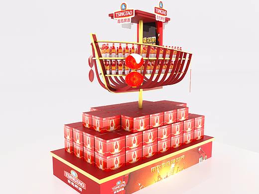 青岛啤酒CNY堆头posm设计