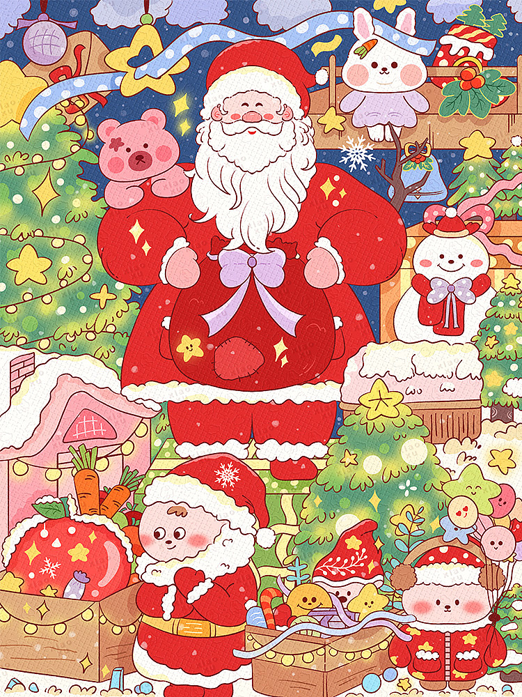 圣诞节圣诞老人场景插画