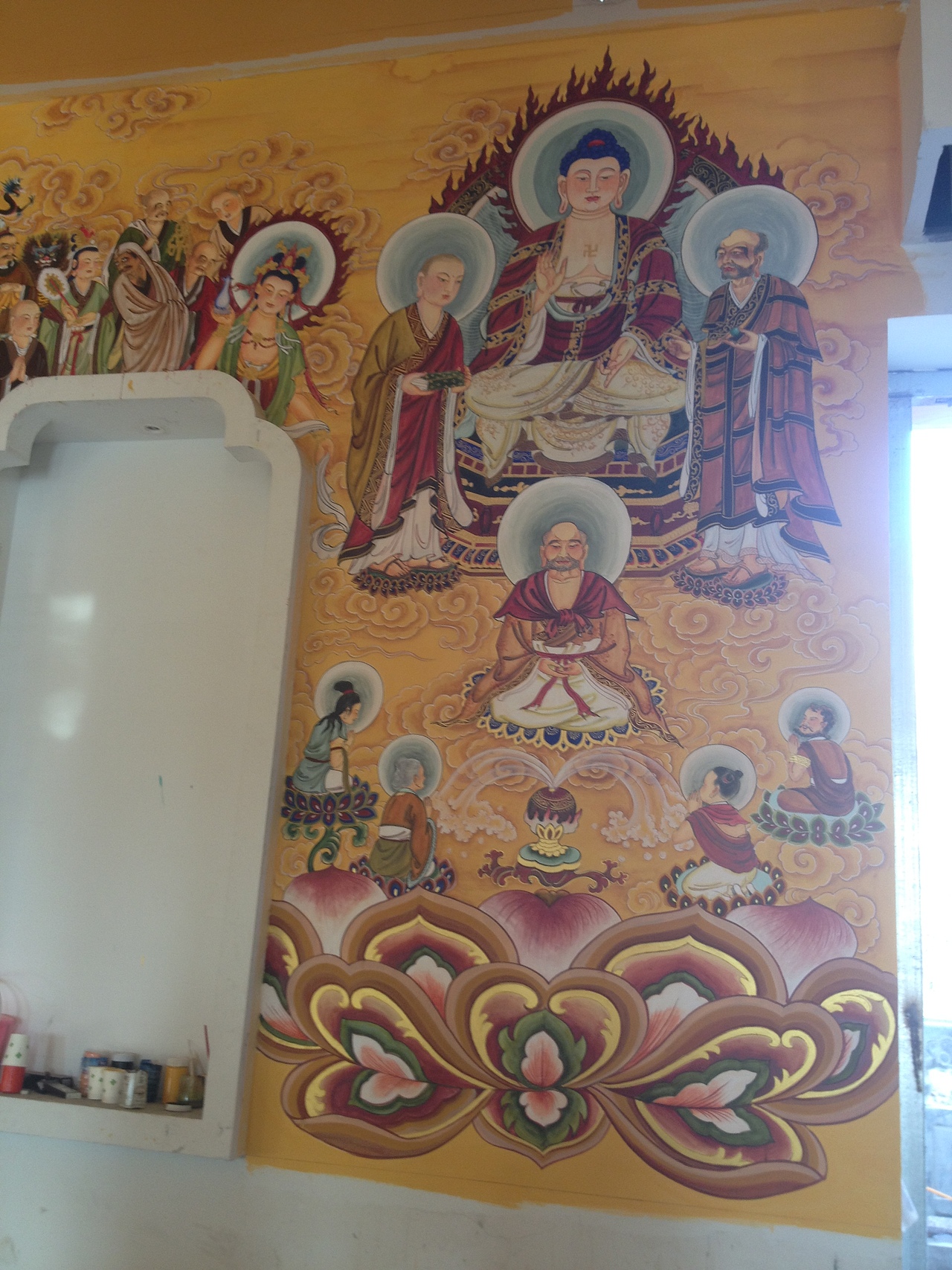 佛像壁画寺庙背景墙壁画